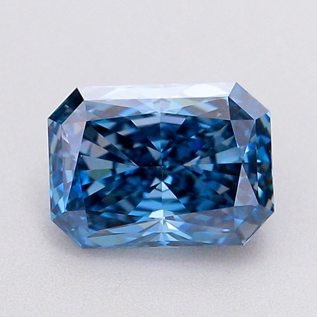 Actual 1.05 carat Fancy Vivid Blue Radiant lab-grown diamond