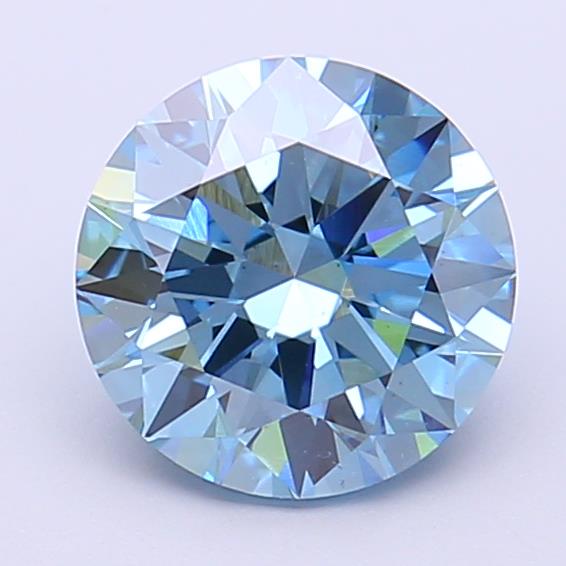 Actual 1.75 carat Vivid Blue Round lab-grown diamond