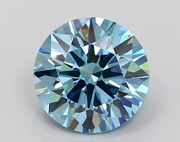 Actual 1.58 carat Vivid Blue Round lab-grown diamond