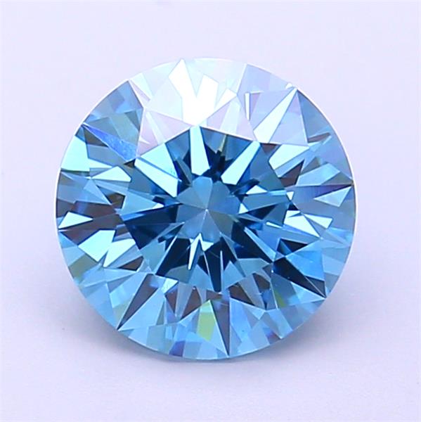 Actual 1.73 carat Vivid Blue Round lab-grown diamond